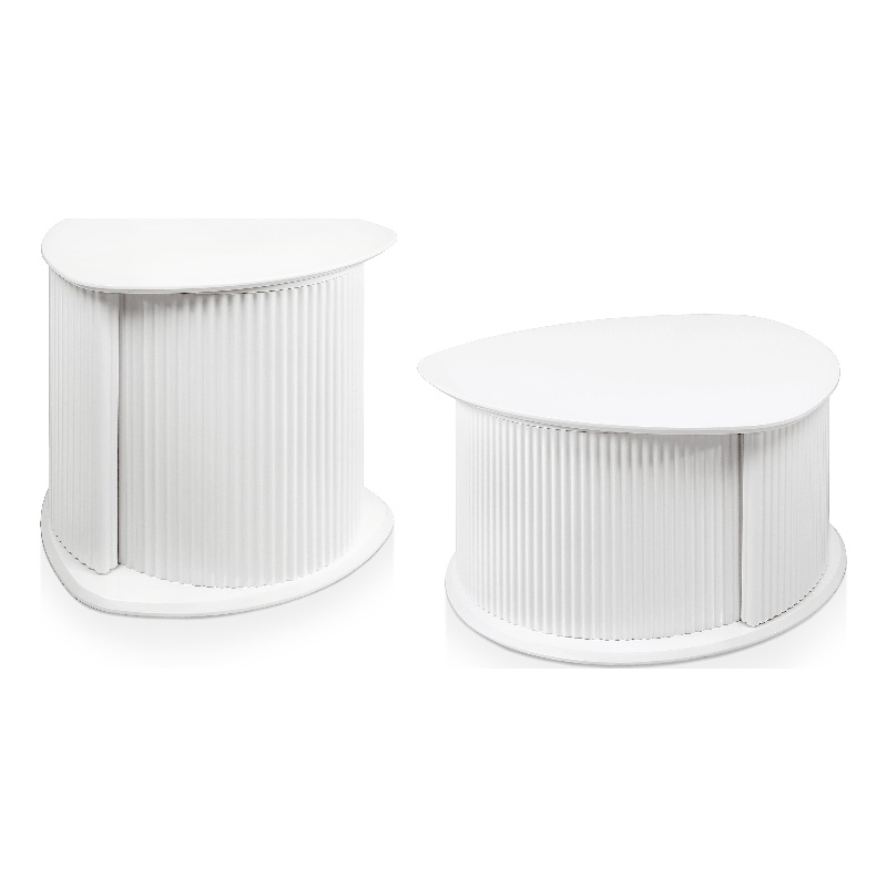 Bowery Hill 2-Piece White Coffee and End Table Set with Storage