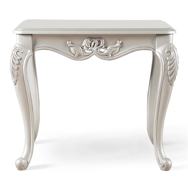 Bowery Hill Wood End Table with Cabriole Legs in Gold Finish