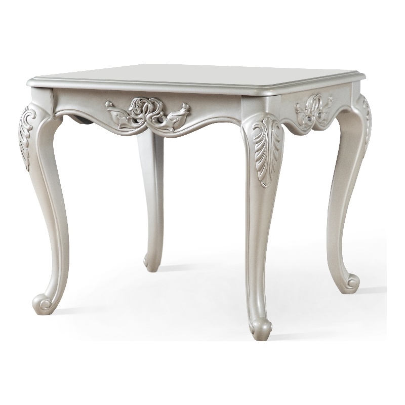 Bowery Hill Wood End Table with Cabriole Legs in Gold Finish