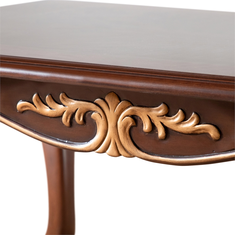 Bowery Hill Wood Coffee Table with Cabriole Legs in Cherry Finish