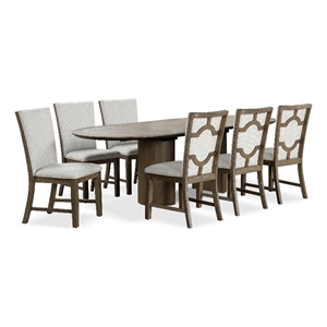 Bowery Hill Extendable 7-Piece Dining Table Set in Oak Finish