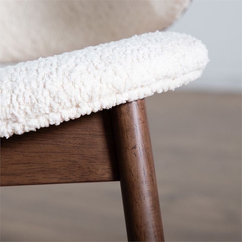 Bowery Hill 2-Piece Side Table and Boucle Fabric Accent Chair in Walnut