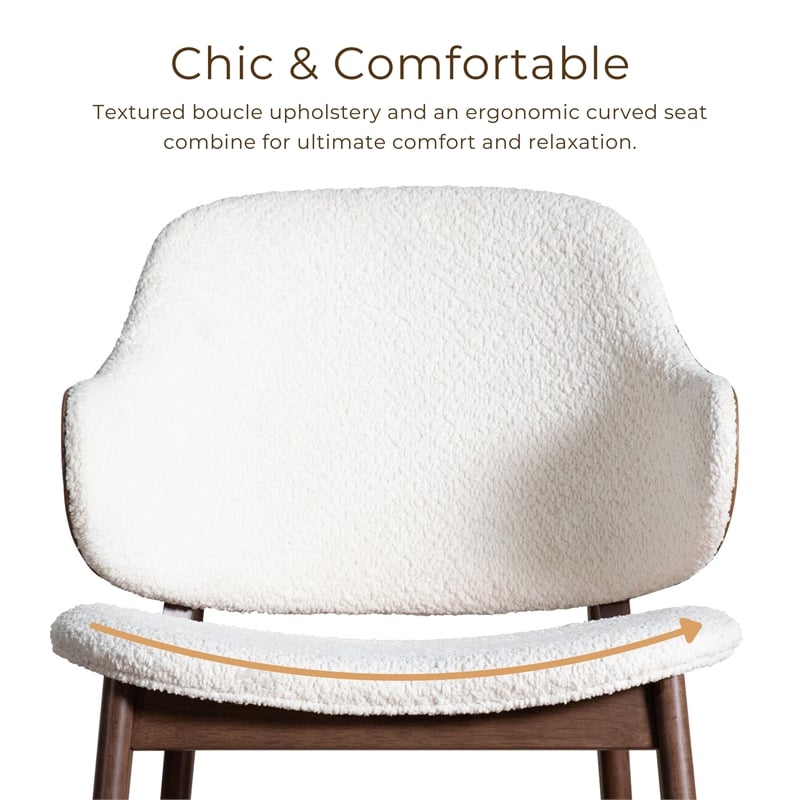 Bowery Hill 2-Piece Side Table and Boucle Fabric Accent Chair in Walnut