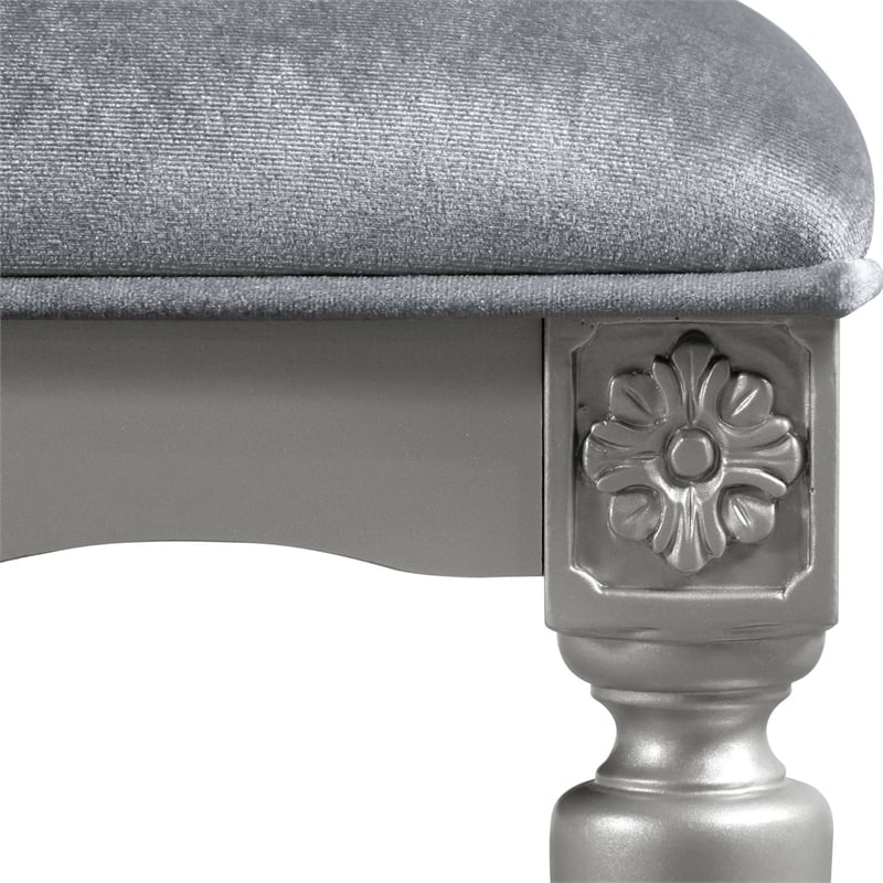 Bowery Hill 7-Piece Dining Table Set with Upholstered Chairs in Silver Finish