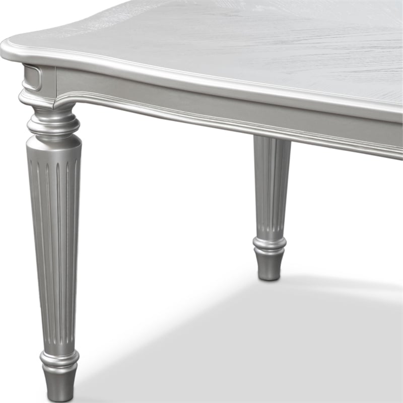 Bowery Hill 7-Piece Dining Table Set with Upholstered Chairs in Silver Finish