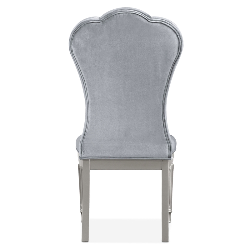 Bowery Hill 7-Piece Dining Table Set with Upholstered Chairs in Silver Finish
