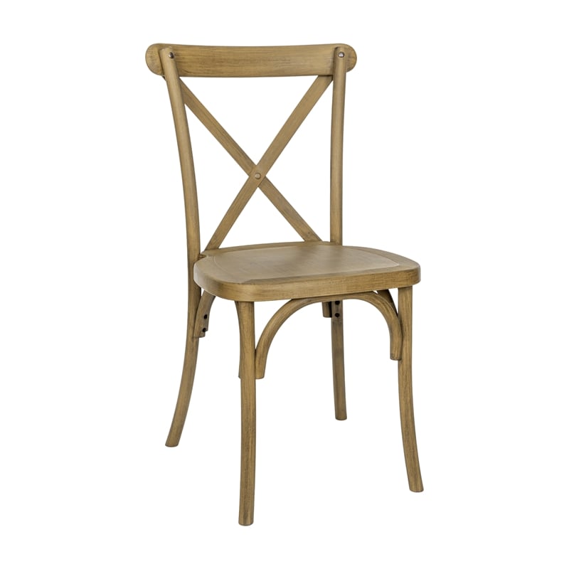 Bowery Hill Resin Cross Back Chair in Chestnut for Indoor/Outdoor Use