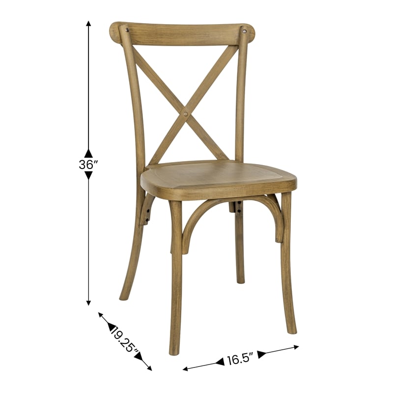 Bowery Hill Resin Cross Back Chair in Chestnut for Indoor/Outdoor Use