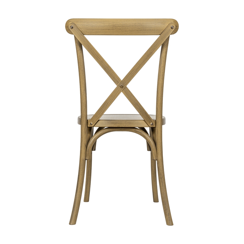 Bowery Hill Resin Cross Back Chair in Chestnut for Indoor/Outdoor Use