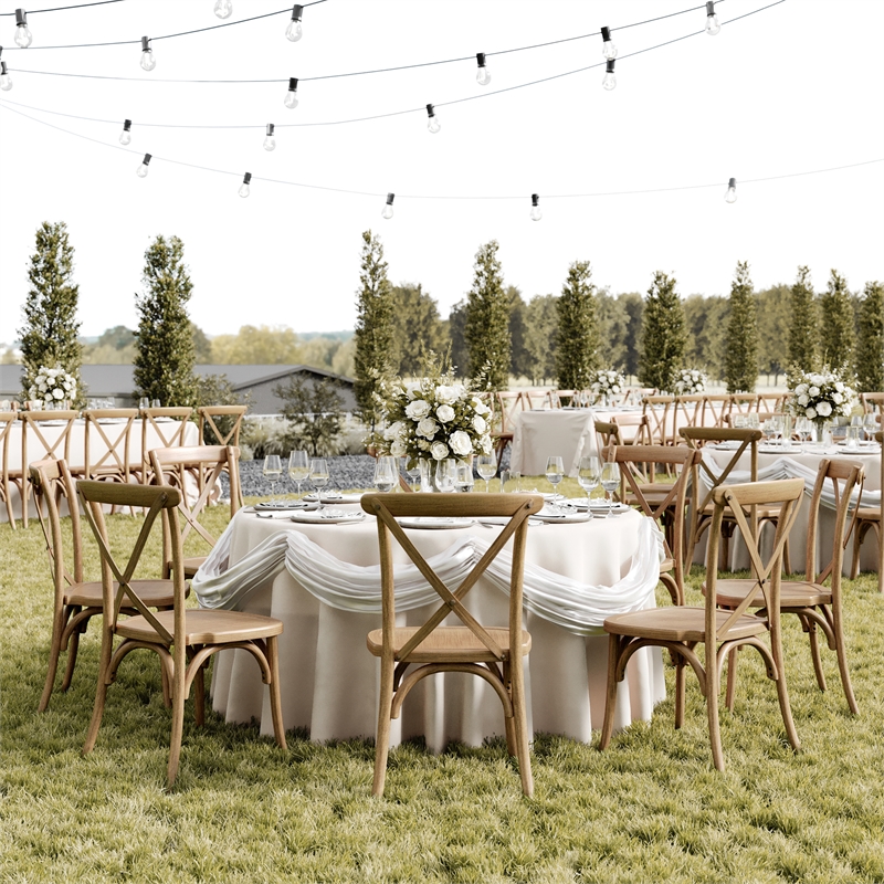 Bowery Hill Resin Cross Back Chair in Chestnut for Indoor/Outdoor Use