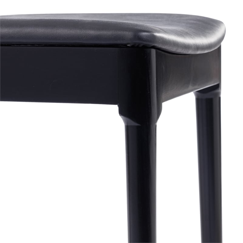 Bowery Hill Solid Wood Dining Chair with Vinyl Padded Seat in Black