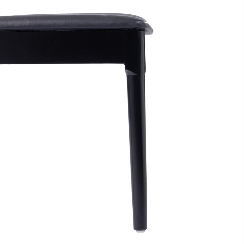 Bowery Hill Solid Wood Dining Chair with Vinyl Padded Seat in Black