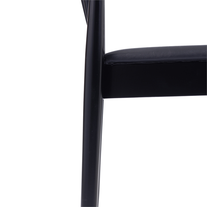 Bowery Hill Solid Wood Dining Chair with Vinyl Padded Seat in Black