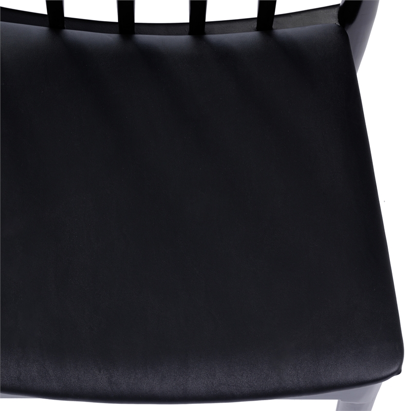 Bowery Hill Solid Wood Dining Chair with Vinyl Padded Seat in Black