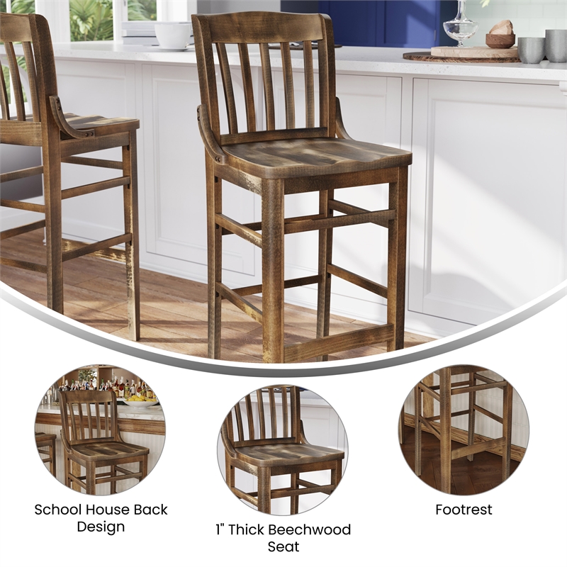 Bowery Hill School House Back Restaurant Barstool in Antique Copper Finish