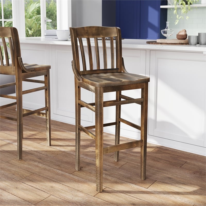 Bowery Hill School House Back Restaurant Barstool in Antique Copper Finish