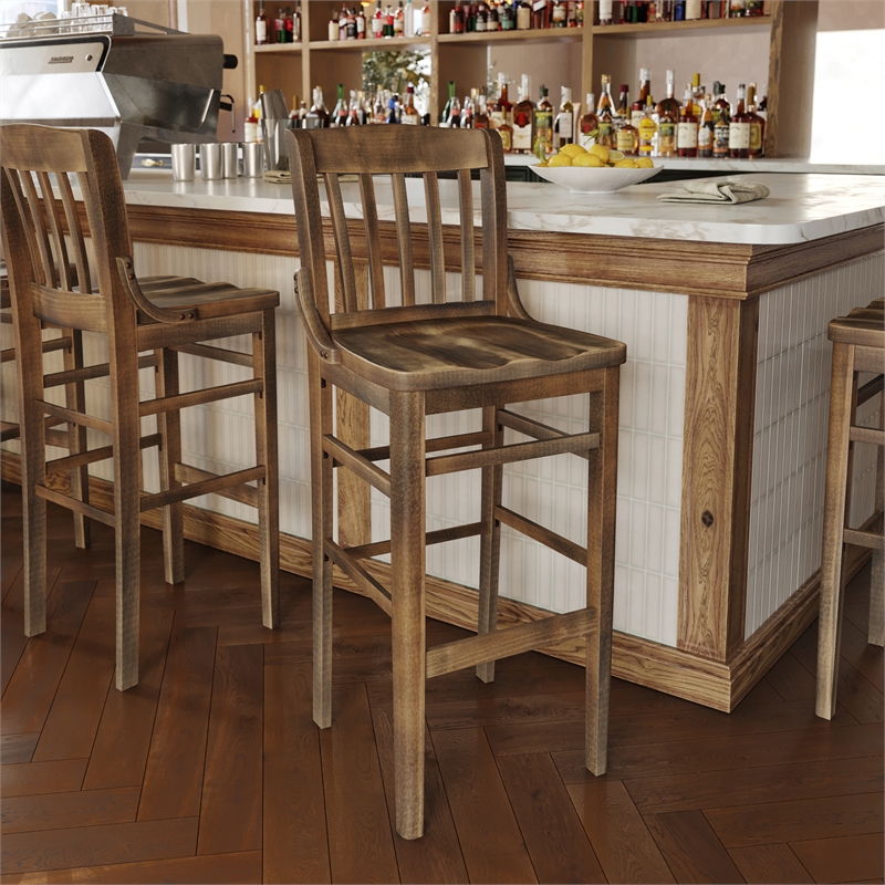 Bowery Hill School House Back Restaurant Barstool in Antique Copper Finish