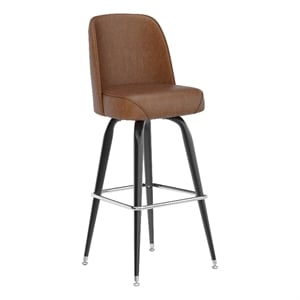 Bowery Hill Metal Bar Stool with Swivel Vinyl Bucket Seat in Weathered Brown