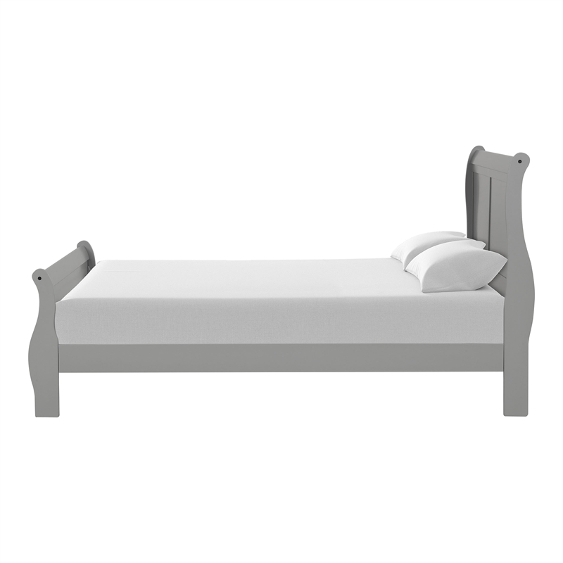 Bowery Hill Solid Wood Sleigh Full Bed in Gray