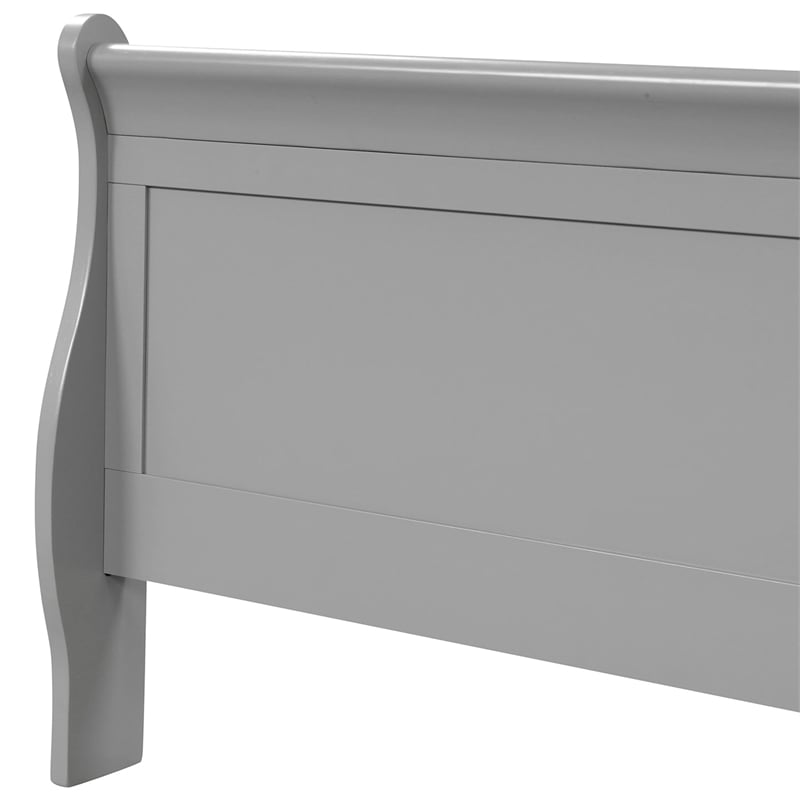 Bowery Hill Solid Wood Sleigh Full Bed in Gray