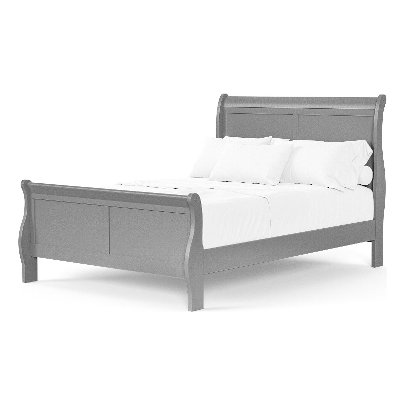 Bowery Hill Solid Wood Sleigh Full Bed in Gray