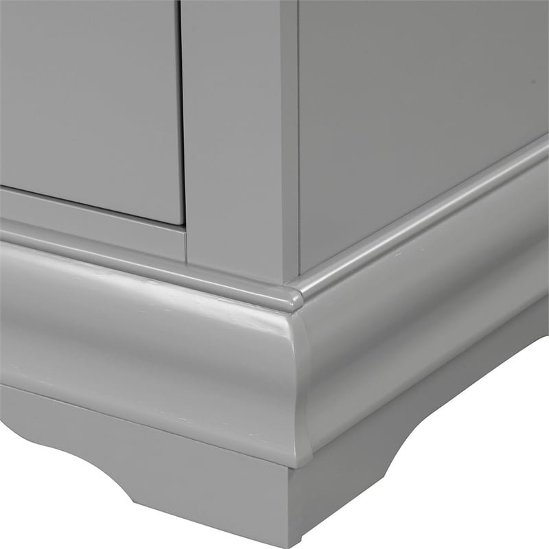 Bowery Hill Solid Wood 6-Drawer Dresser and Mirror Set in Gray Finish