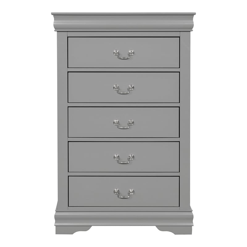 Bowery Hill 6-Piece Full Bedroom Set in Gray Solid Wood
