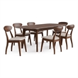 Bowery Hill Solid Wood 7-Piece Dining Table Set in Walnut Finish