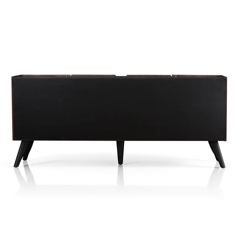 Bowery Hill Solid Wood Sculpted Server with Doors in Walnut Finish