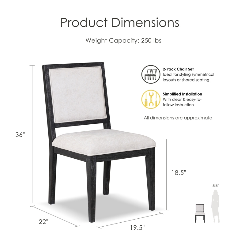 Bowery Hill Solid Wood Side Chairs in Weathered Black (Set of 2)