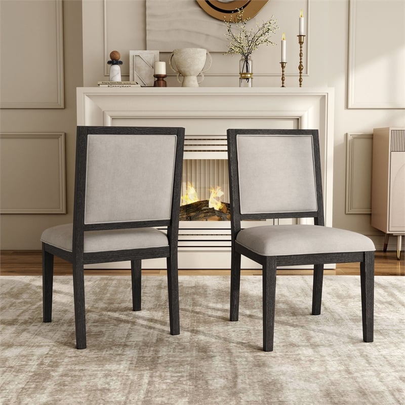 Bowery Hill Solid Wood Side Chairs in Weathered Black (Set of 2)