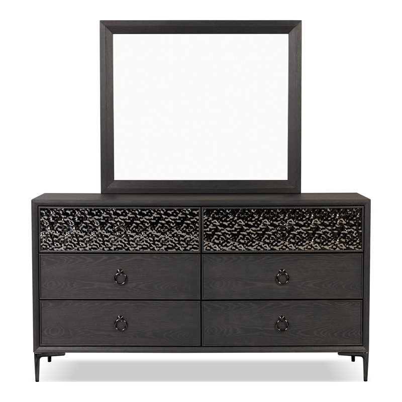 Bowery Hill Solid Wood 2-Piece Dresser with Mirror in Espresso Finish
