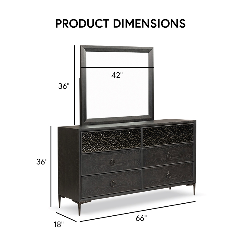 Bowery Hill Solid Wood 2-Piece Dresser with Mirror in Espresso Finish