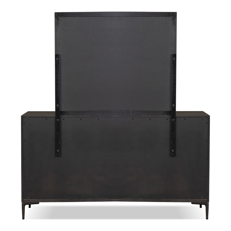 Bowery Hill Solid Wood 2-Piece Dresser with Mirror in Espresso Finish