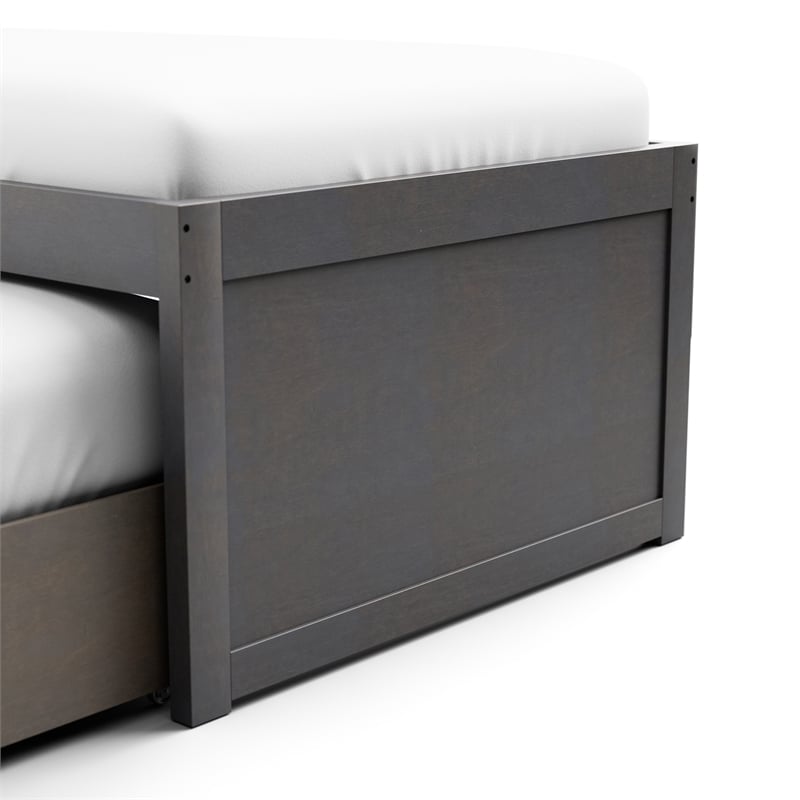 Bowery Hill Wood Twin Captain Bed with USB Ports in Stain Gray