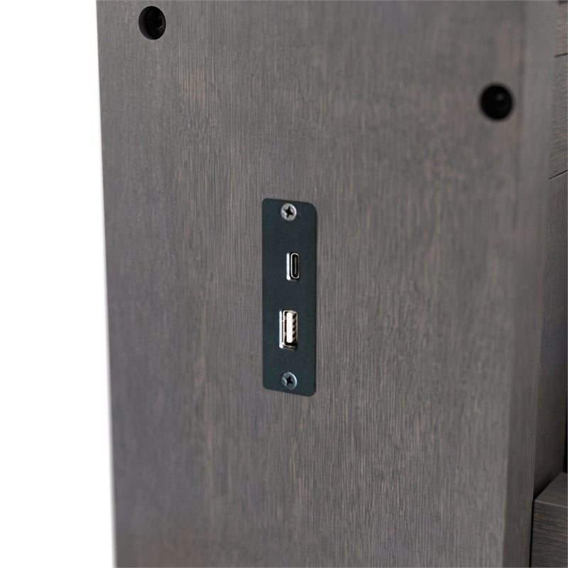 Bowery Hill Wood Twin Captain Bed with USB Ports in Stain Gray