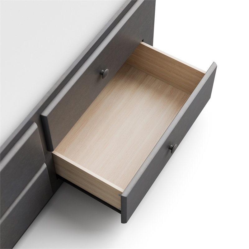Bowery Hill Wood Twin Captain Bed with USB Ports in Stain Gray