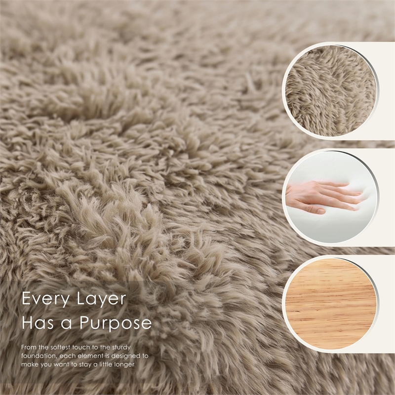 Bowery Hill Fur-Like Fabric Accent Chair in Light Brown