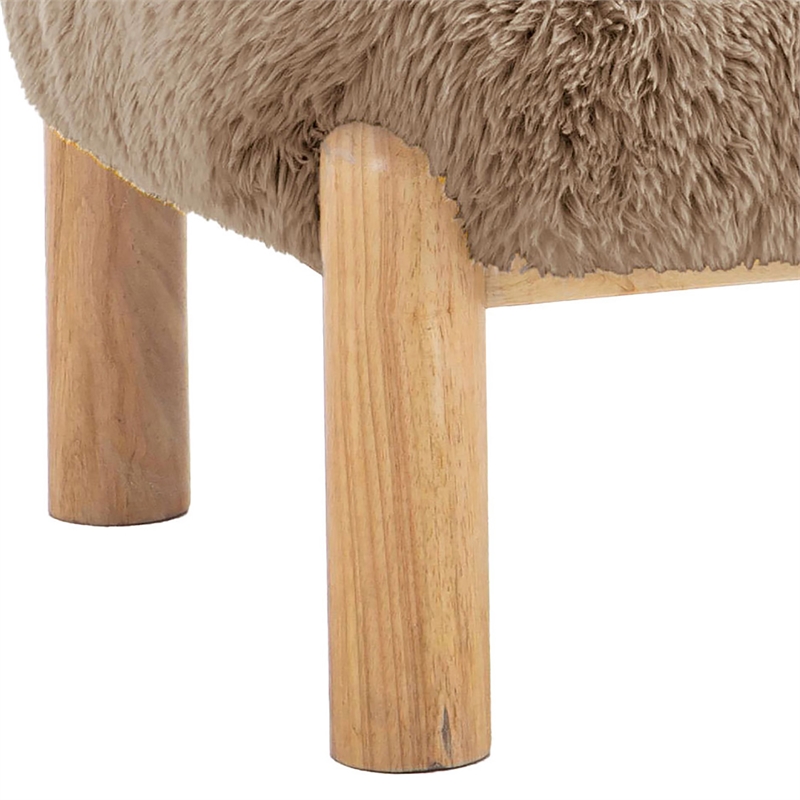 Bowery Hill Fur-Like Fabric Accent Chair in Light Brown
