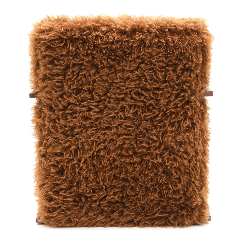 Bowery Hill Faux Fur Long-Haired Accent Chair in Camel Brown Fabric