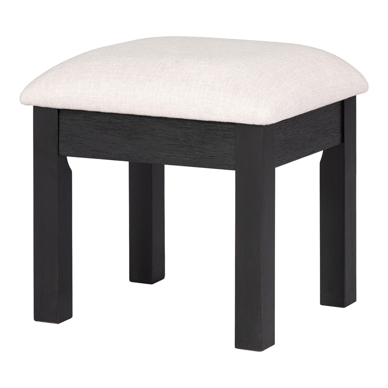 Bowery Hill 2-Piece Modern Wooden Vanity Set with Stool in Black