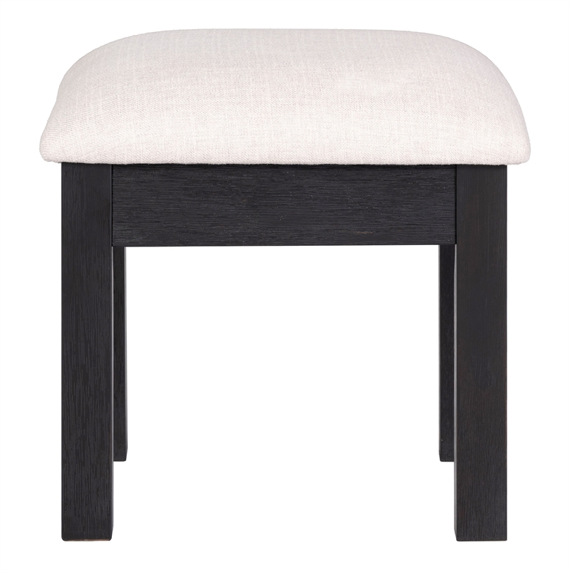 Bowery Hill 2-Piece Modern Wooden Vanity Set with Stool in Black