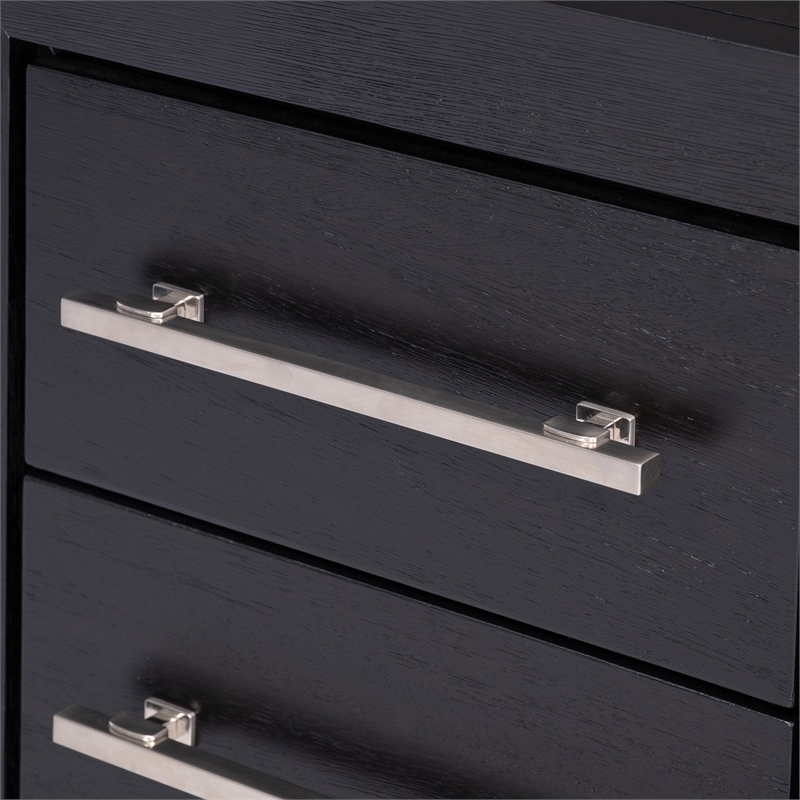 Bowery Hill 2-Piece Modern Wooden Vanity Set with Stool in Black