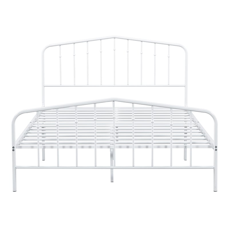 Bowery Hill Metal Full Platform Bed Frame in White