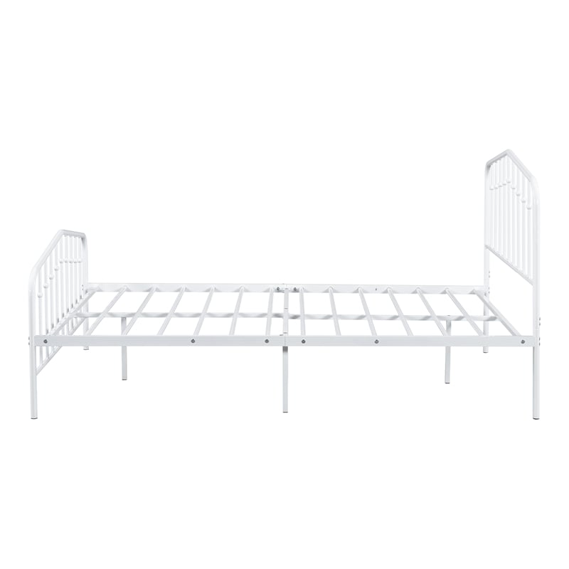 Bowery Hill Metal Full Platform Bed Frame in White