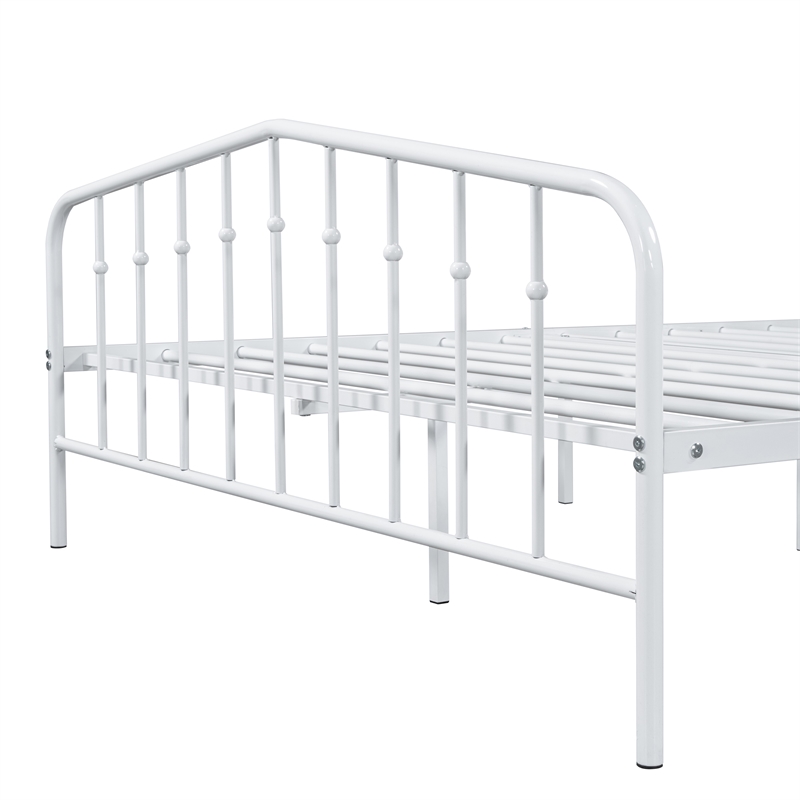 Bowery Hill Metal Full Platform Bed Frame in White