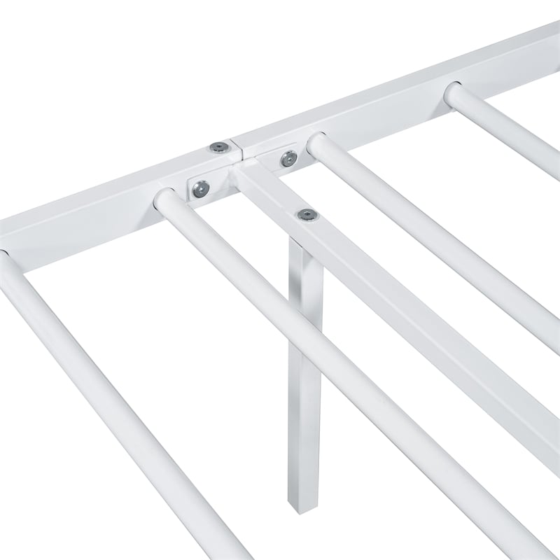 Bowery Hill Metal Full Platform Bed Frame in White