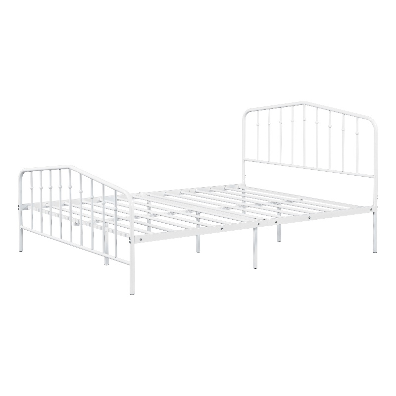 Bowery Hill Metal Full Platform Bed Frame in White