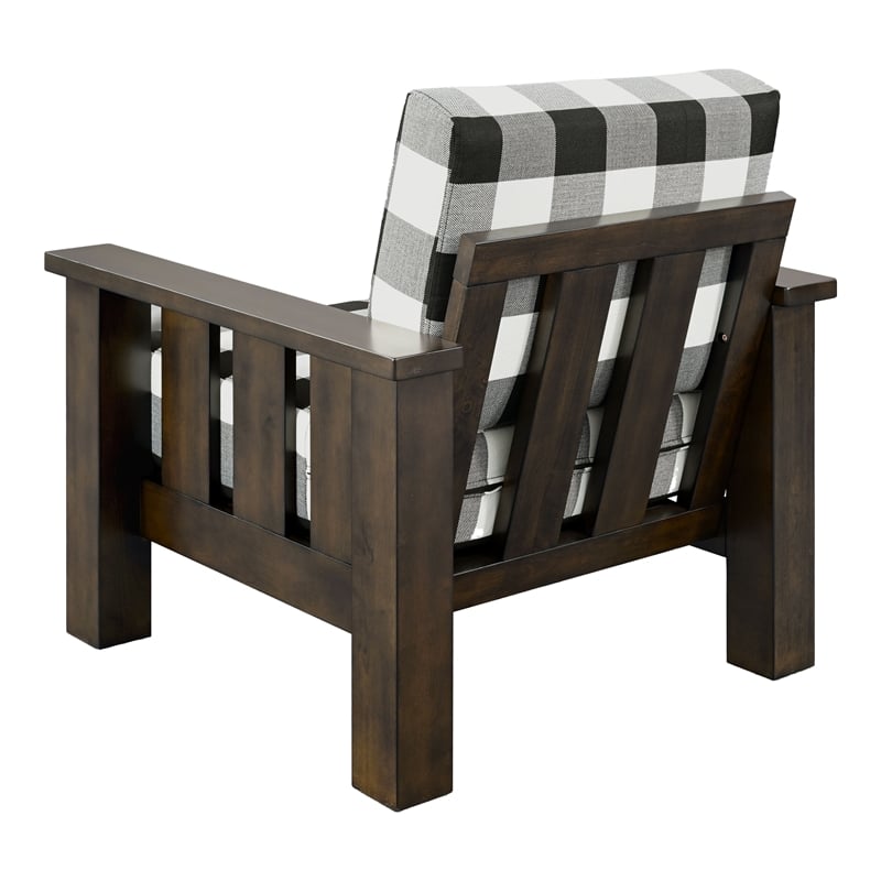 Bowery Hill 3-Piece Plaid Sofa Set in Rubberwood with Dark Walnut Finish