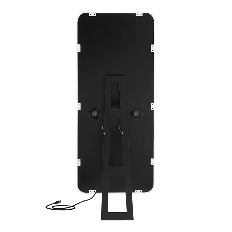 Bowery Hill Metal Bluetooth LED Standing Mirror in White